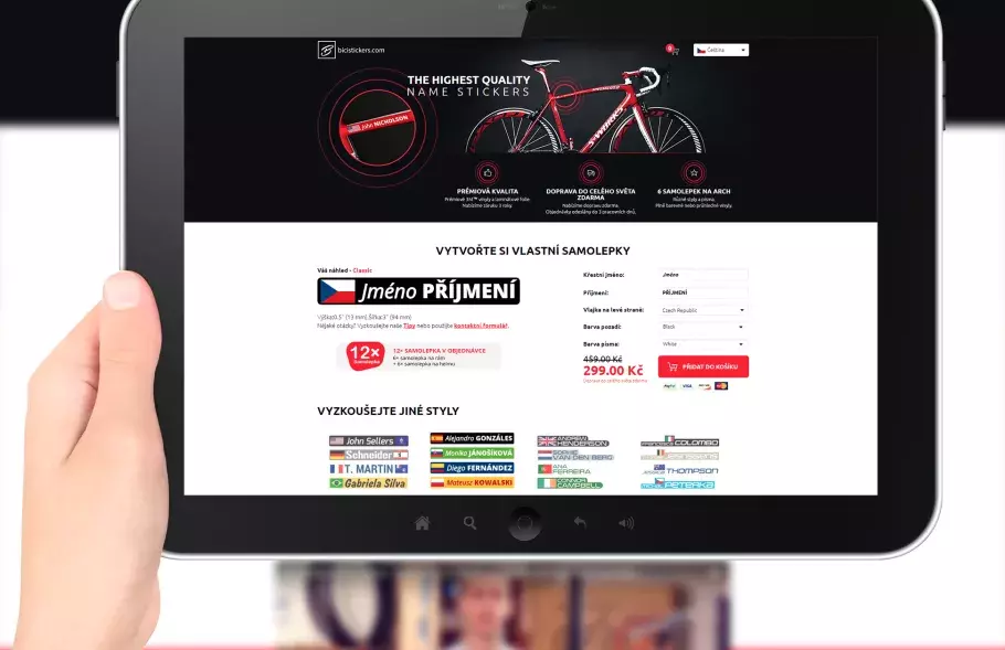 Generátor potisků bicistickers.com