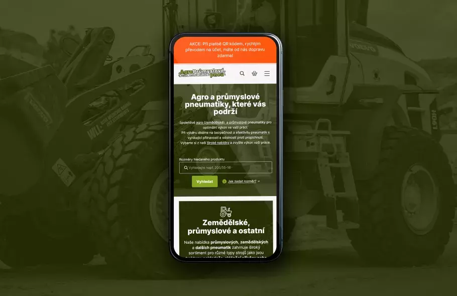 E-shopové řešení pro prodej agroprůmyslových pneumatik