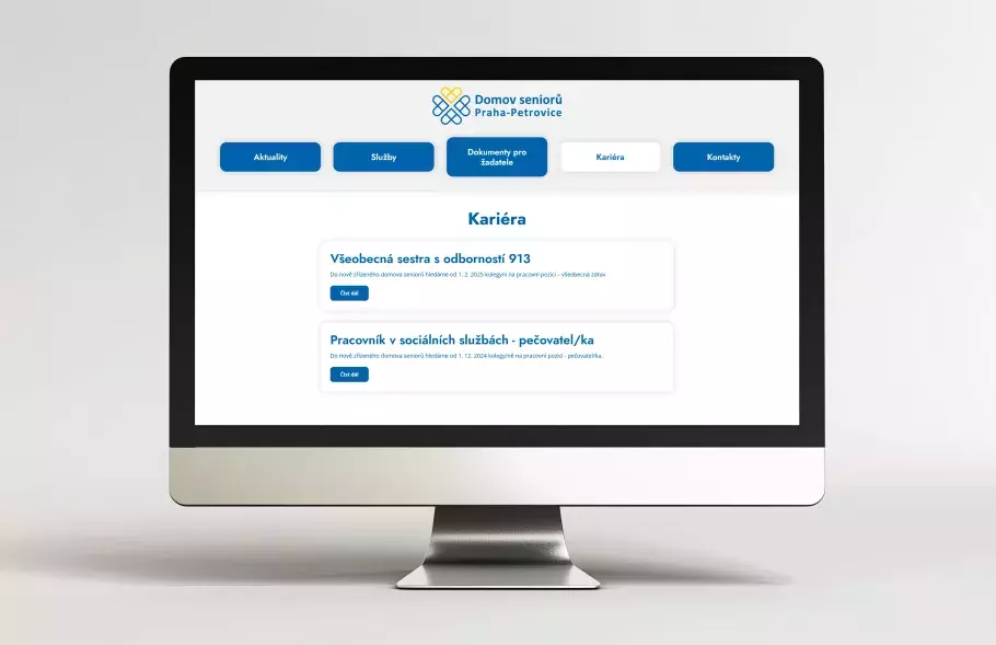 Webové stránky domova seniorů Praha-Petrovice